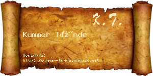 Kummer Tünde névjegykártya