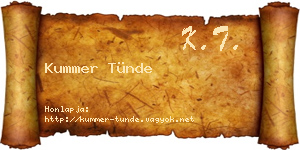 Kummer Tünde névjegykártya